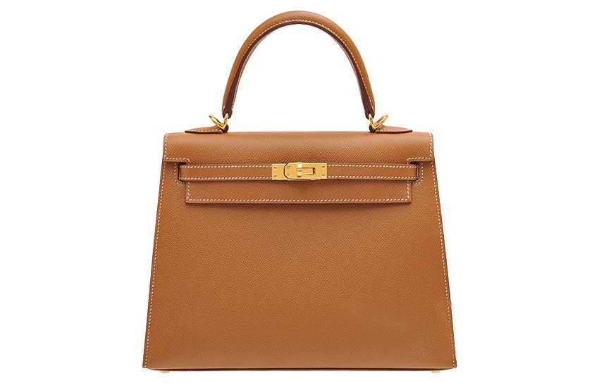 Hermes Hermes Cow Leather Kelly Bag Handbag 25 Women's Gold Brown