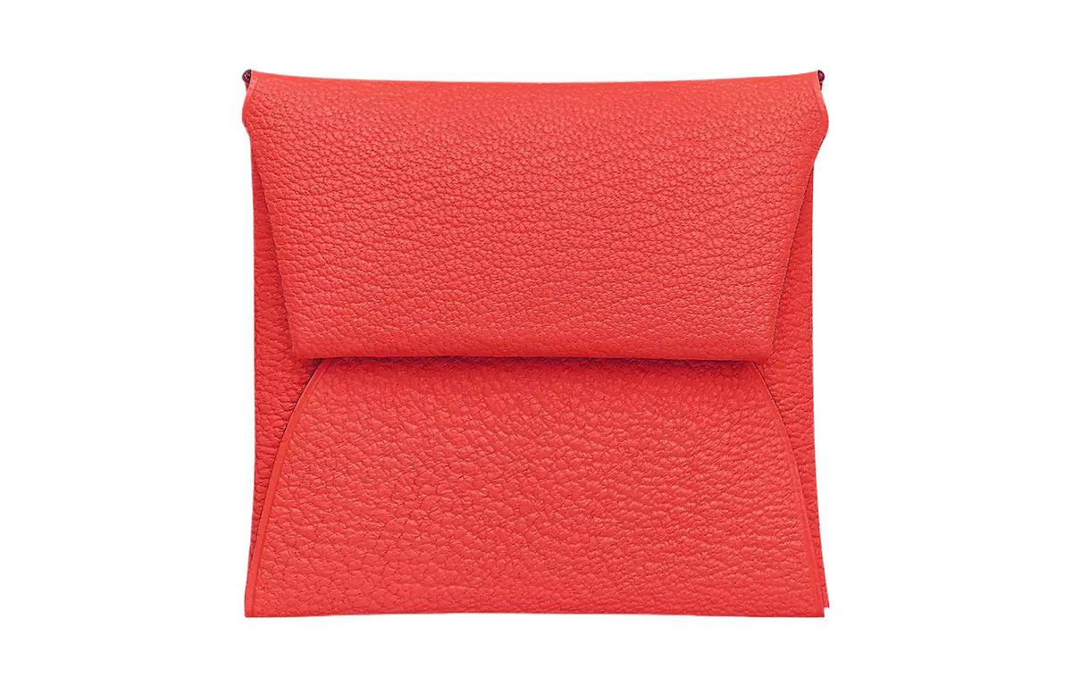 Hermes Hermes Bastia Mysore Goat Skin Wallet Women's 0E Rose Texas Pink
