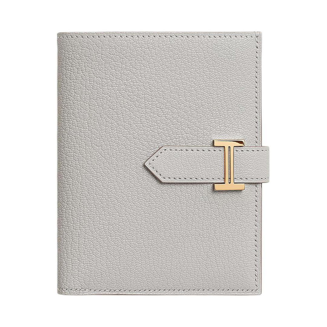 Hermes Hermes Bearn Mysore Goat Skin Wallet Women's 80 Gris Perle Pearl Gray