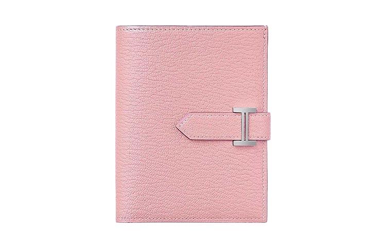 Hermes Hermes Bearn Mysore Goat Skin Card Holder Wallet Women's 3Q Rose Sakura Cherry Blossom Pink