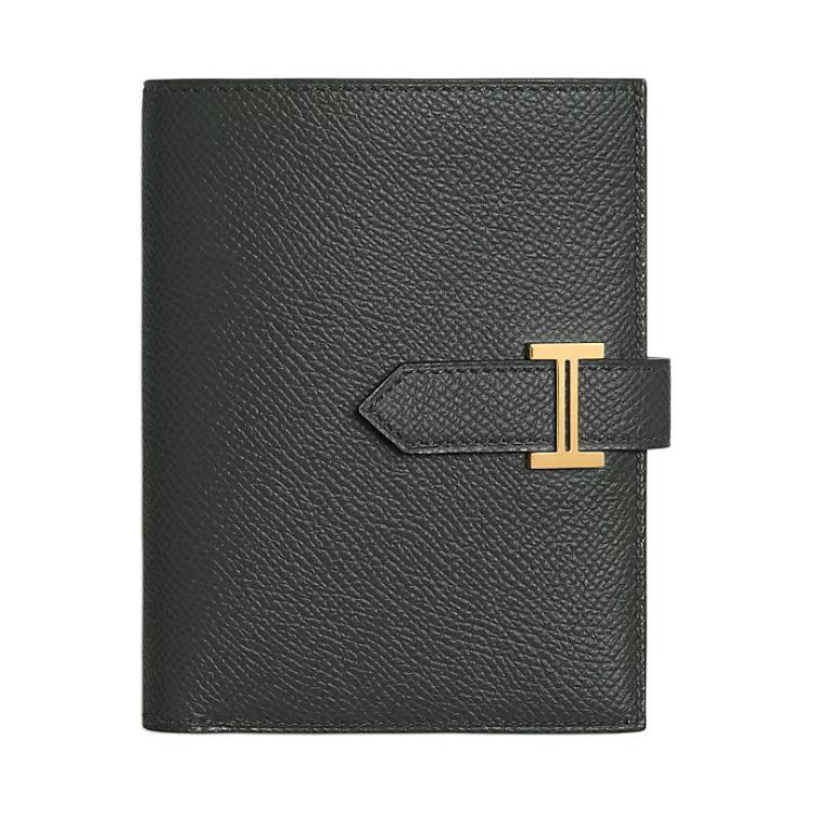 Hermes Hermes Bearn Calfskin Wallet Women's Red Forest Green