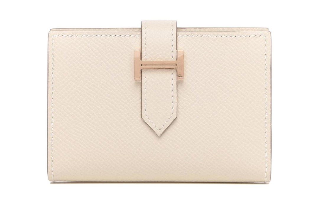 Hermes Hermes Bearn Epsom Calfskin Short Wallet Mini Women's 10 Craie Milkshake White