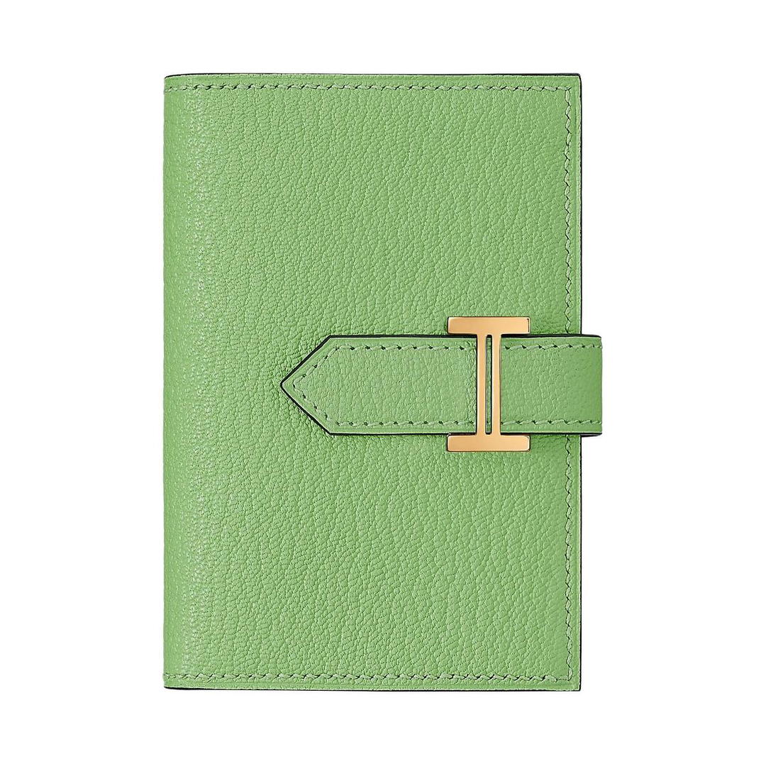 Hermes Hermes Bearn Chevre Mysore Goatskin Wallet Mini Women's Green 3I Vert Criquet Avocado Green/Cricket Green
