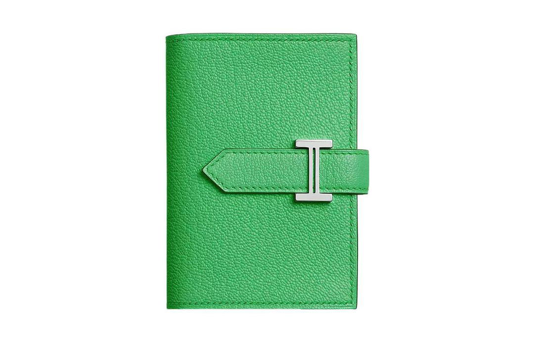Hermes Hermes Bearn Mysore Goat Skin Wallet Mini Women's 0Z Vert Comics Comic Green