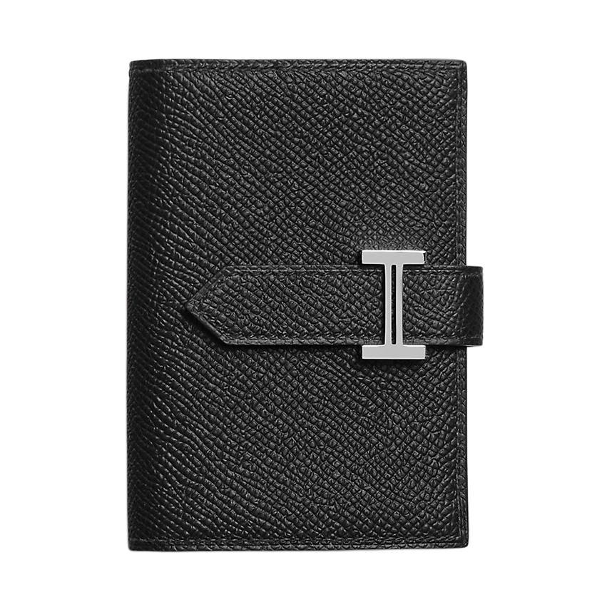 Hermes Hermes Bearn Lambskin Wallet Small Size Unisex 89 Noir Black