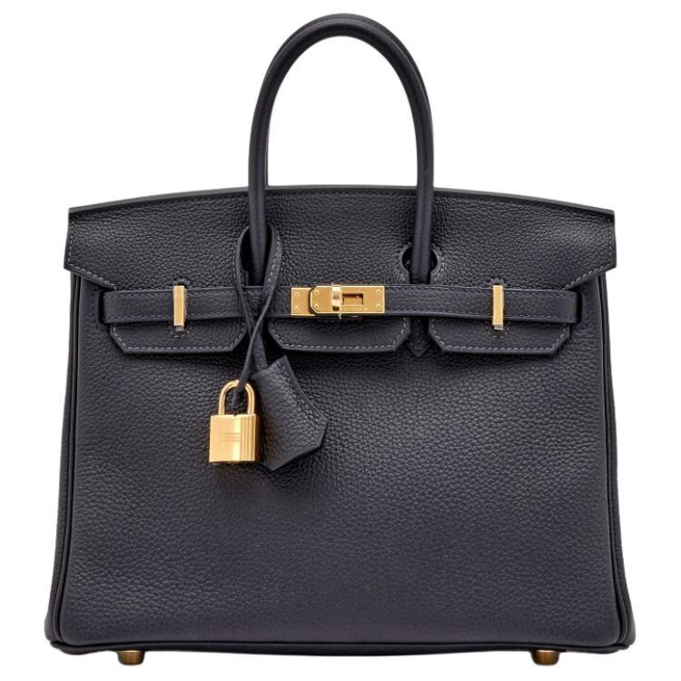 Hermes Hermes Birkin Togo Calfskin Birkin Bag Handbags Women's 3Y Caban Black Velvet With Navy Blue Accents