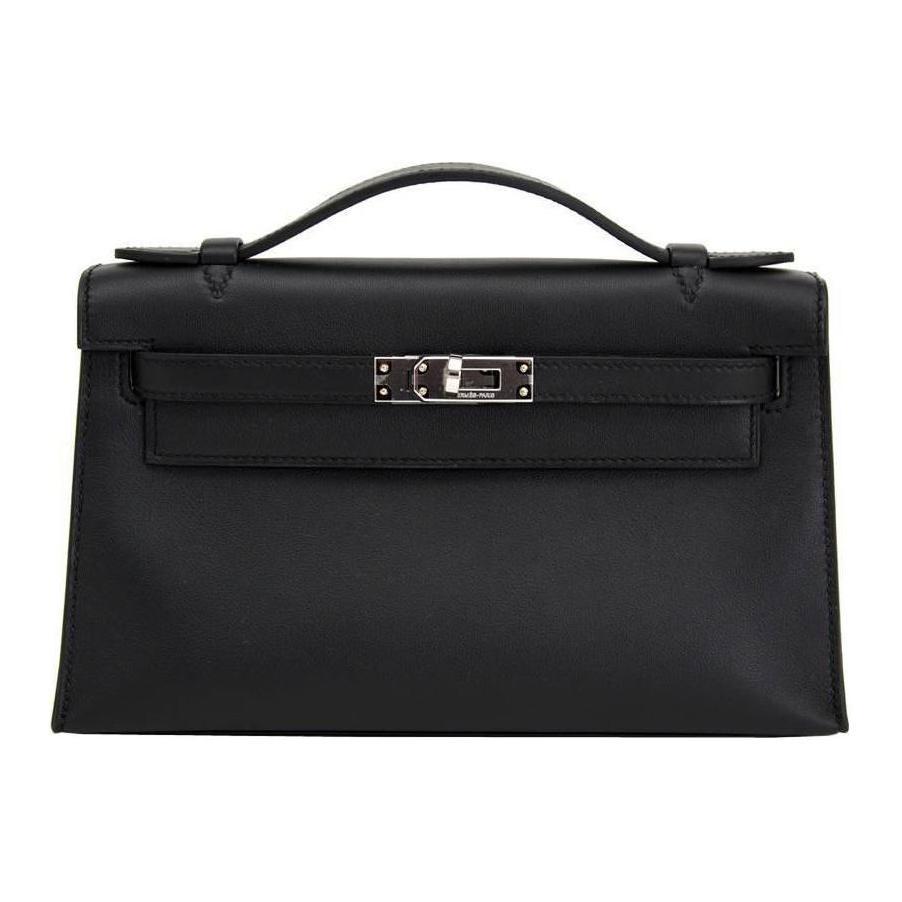 Hermes Hermes Mini Kelly Swift Leather Kelly Bag Handbags Women's 89 Noir Black