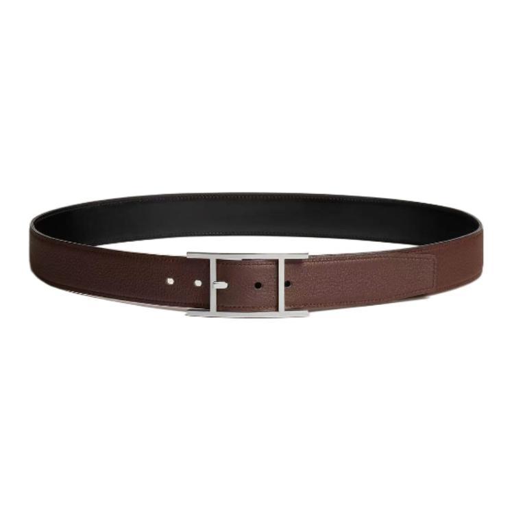 Hermes Hermes Leather Belts Men's Brown Width 3.2cm