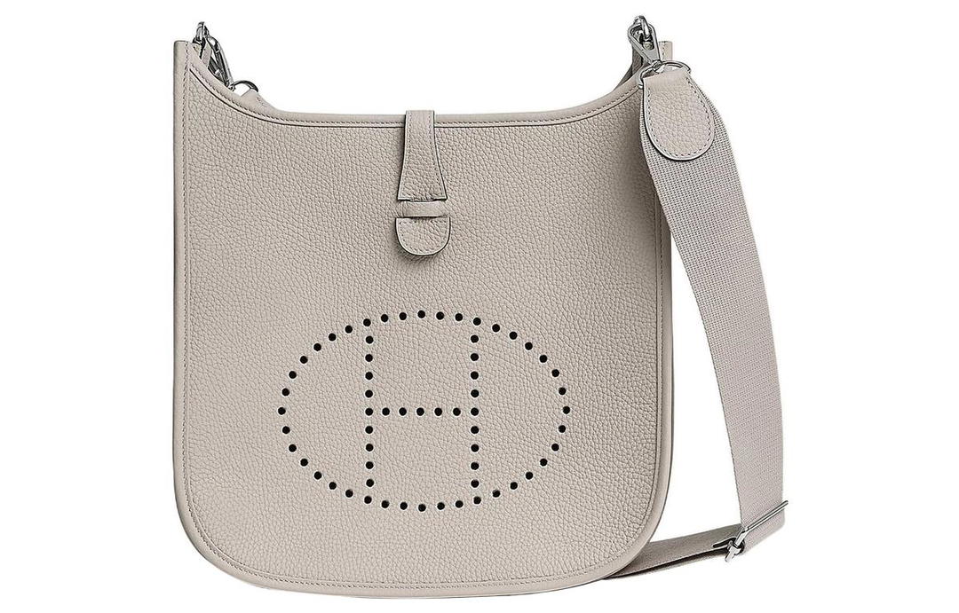 Hermes Hermes Evelyne Clemence Bullock Leather Evelyn Crossbody Bag, Shoulder Bag Women's 8L Beton Concrete Gray/Glacier White