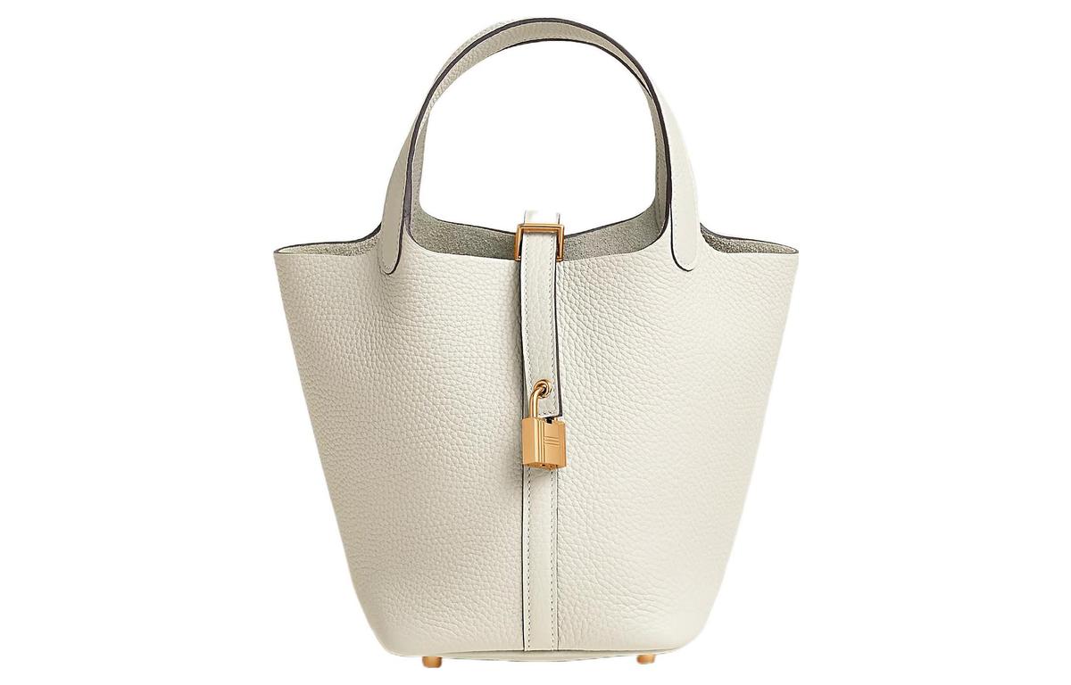 Hermes Hermes Picotin Lock Taurillon Clemence Leather Basket Bag Handbag Bucket Bag 18 Women's 10 Craie Milkshake White