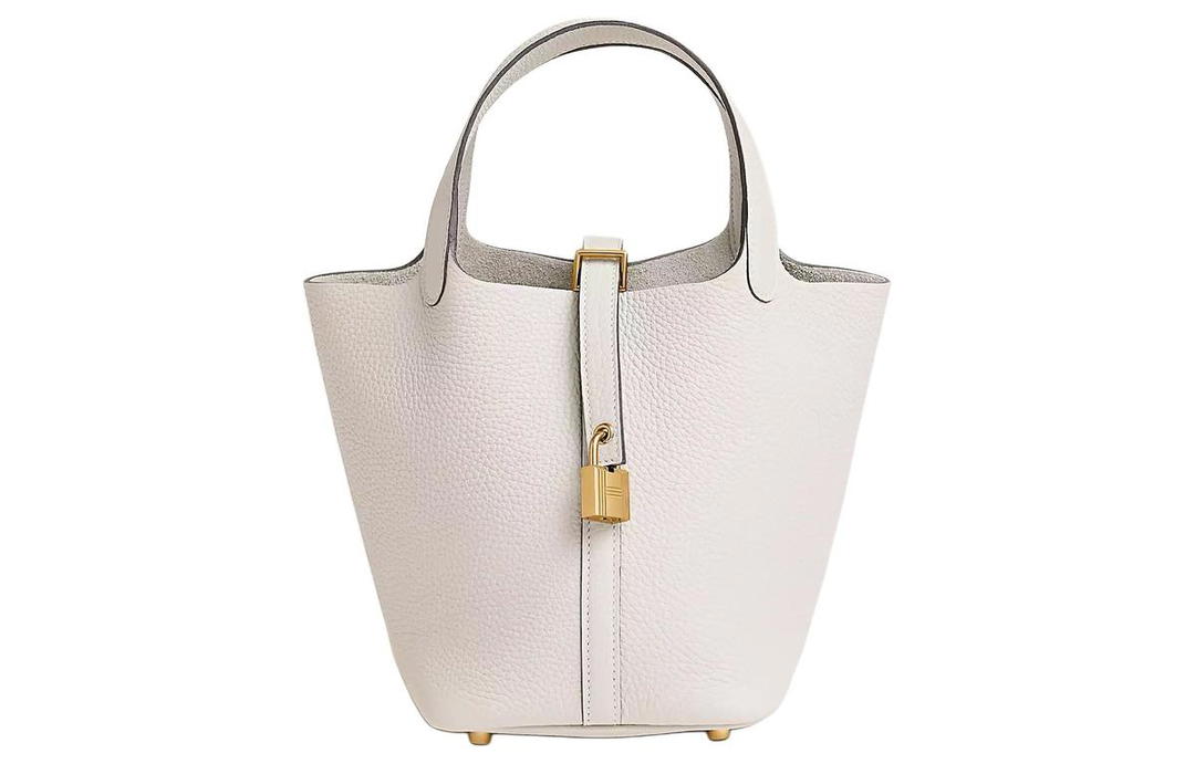 Hermes Hermes Picotin Lock Clemence Bullock Leather Basket Bag Handbag Bucket Bag Women's Light Gray