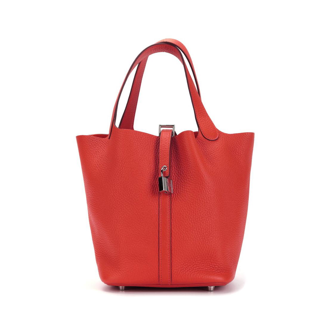 Hermes Hermes Picotin Lock Clemence Bullock Leather Basket Bag, Bucket Bag, Handbag 18 Women's Texas Pink