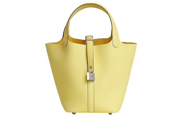 Hermes Hermes Picotin Clemence Bullock Leather Basket Bag Handbag Bucket Bag 18 Women's 0Y Limoncello Lemon Liqueur