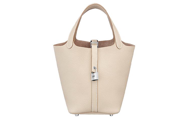 Hermes Hermes Picotin Lock Clemence Bullock Leather Basket Bag Handbag Bucket Bag Women's 10 Craie Milkshake White
