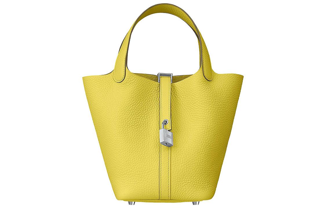 Hermes Hermes Picotin Lock Little Bull Leather Basket Bag Handbag Bucket Bag Women's 9R Lime Lemon