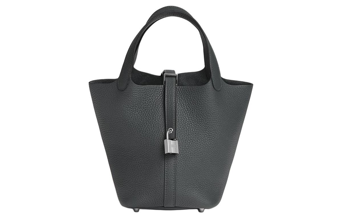 Hermes Hermes Picotin Clemence Bullock Leather Basket Bag Handbag Bucket Bag Women's H0 Misty Gray