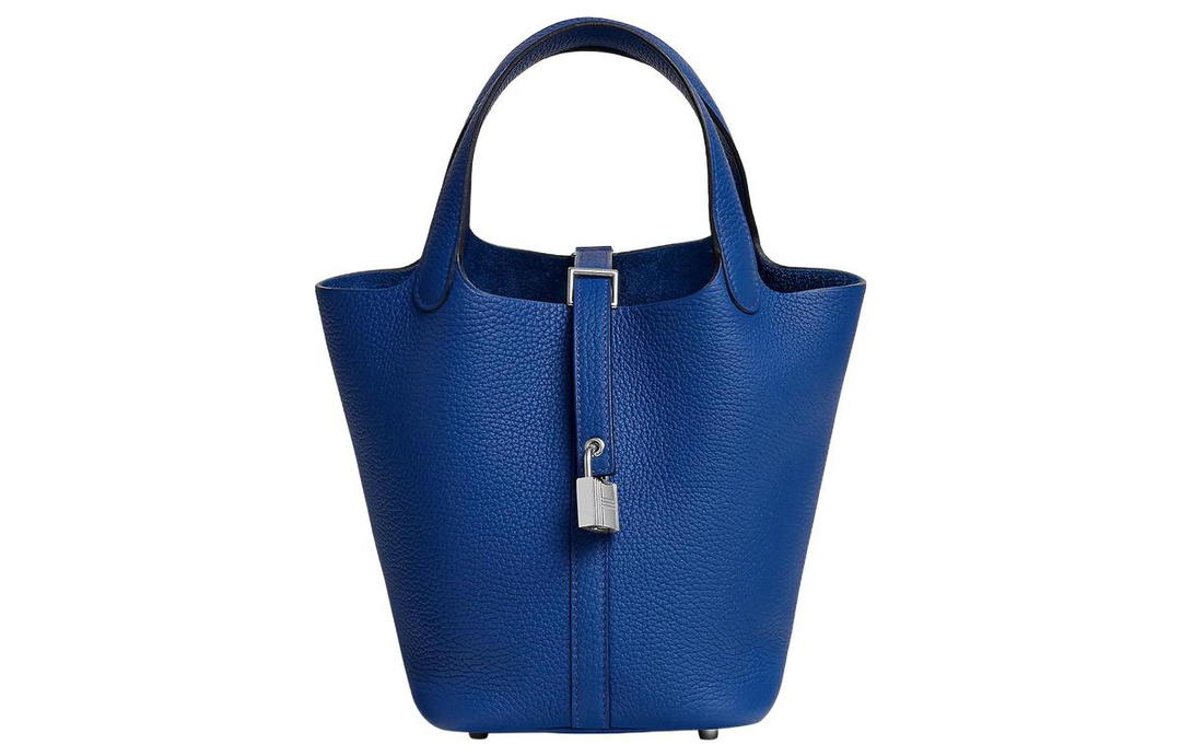 Hermes Hermes Picotin Lock Clemence Bullock Leather Basket Bag, Bucket Bag, Handbag Women's O8 Bleu Royal Blue