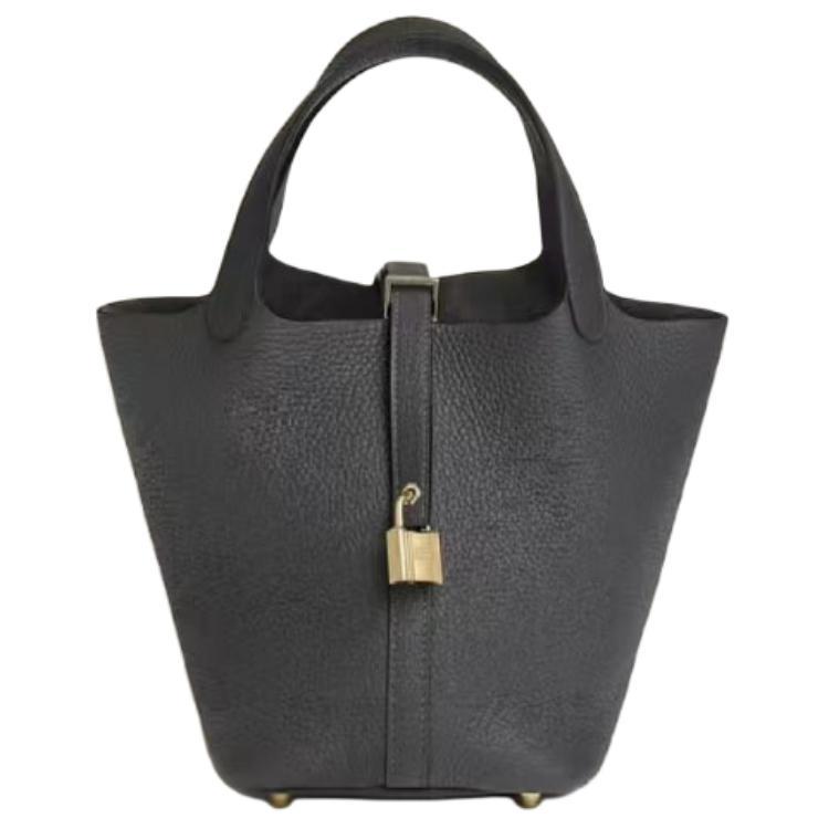 Hermes Hermes Picotin Lock Clemence Bullock Leather Basket Bag Handbag Bucket Bag Women's Slate Gray