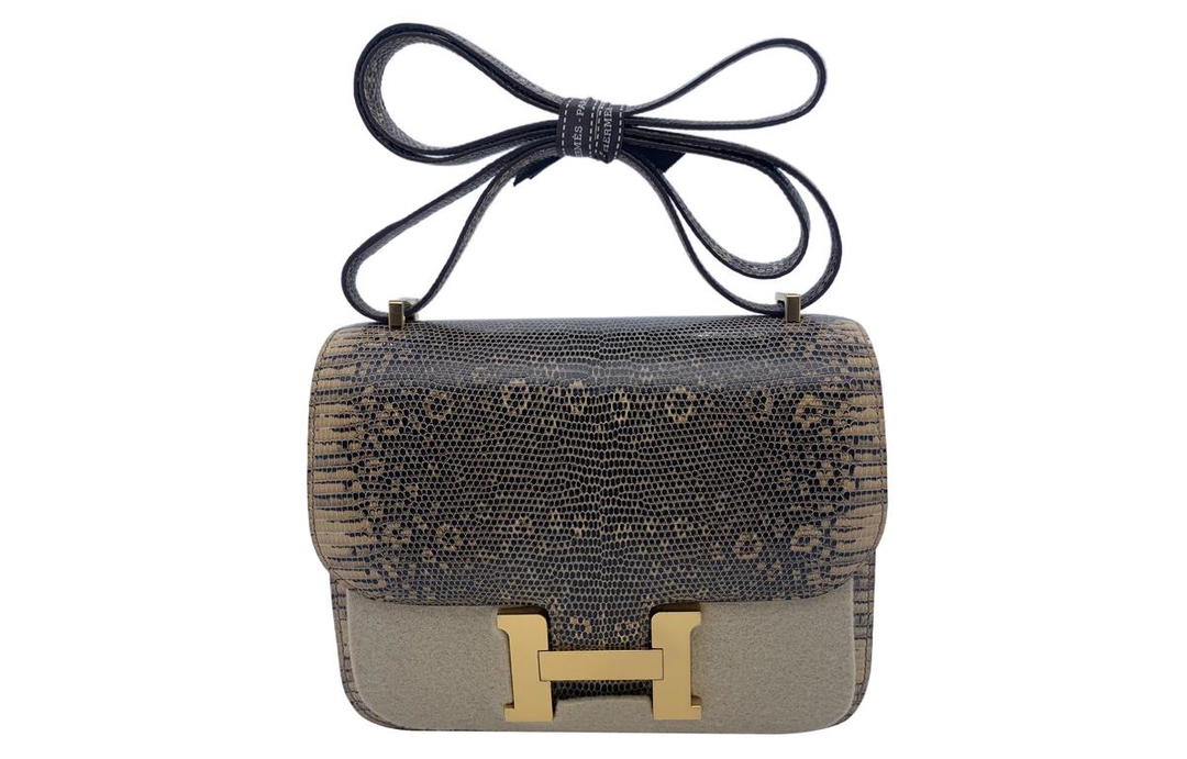 Hermes Hermes Constance Lizard Skin Shoulder Bag, Crossbody Bag Women's 1D Desert Gold