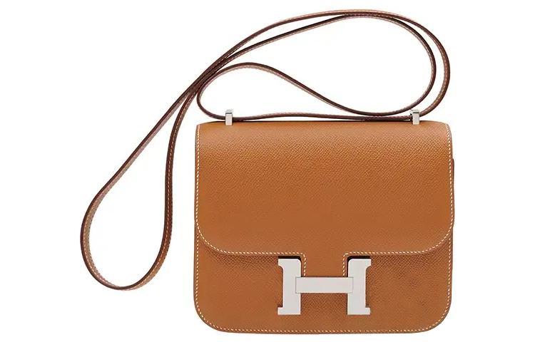 Hermes Hermes Constance Epsom Leather Shoulder Bag Crossbody Bag Mini Women's 37gold Gold Brown