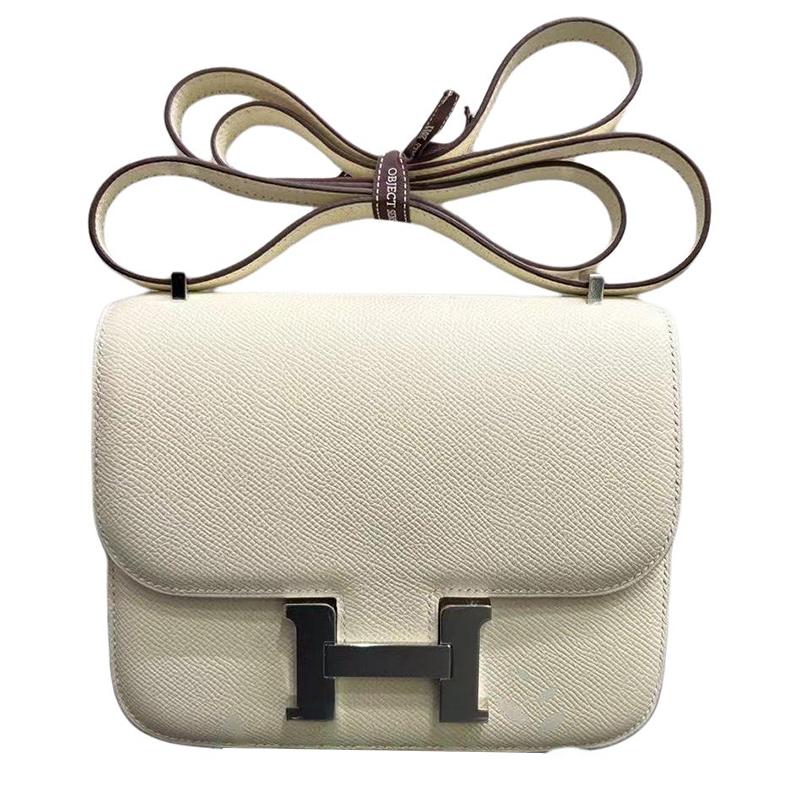 Hermes Hermes Constance Cow Leather Shoulder Bag, Crossbody Bag Mini Women's Cream White