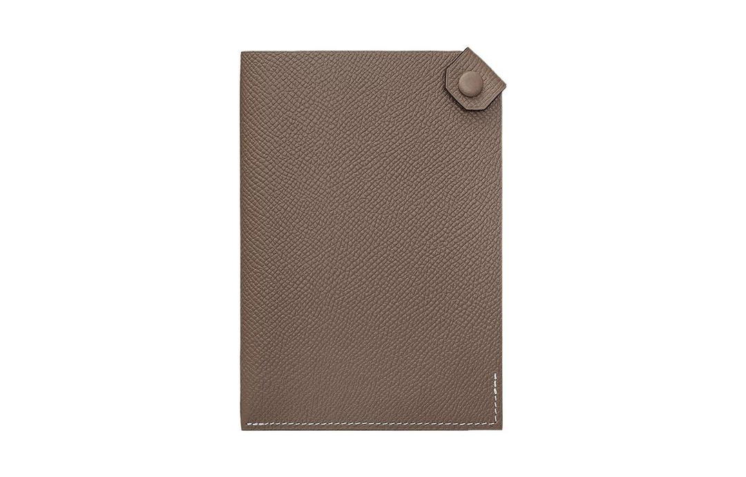 Hermes Hermes Tarmac Cowhide Leather Passport Holder Unisex 18 Etoupe Elephant Gray