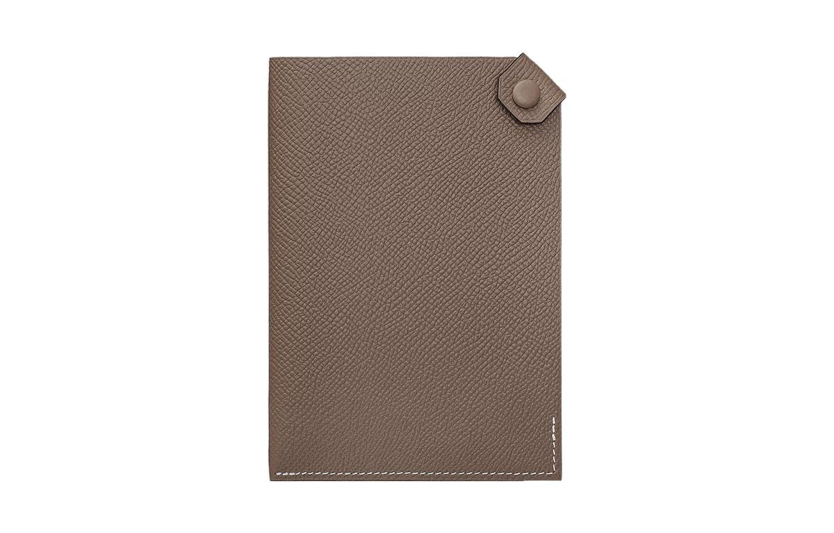 Hermes Hermes Tarmac Cowhide Leather Passport Holder Unisex 18 Etoupe Elephant Gray