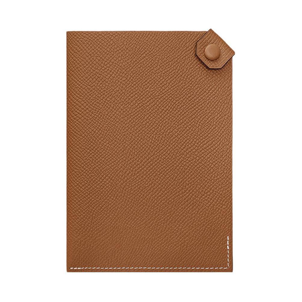 Hermes Hermes Tarmac Cow Leather Passport Holder With Card Slot Women's 37 Gold Gold Brown