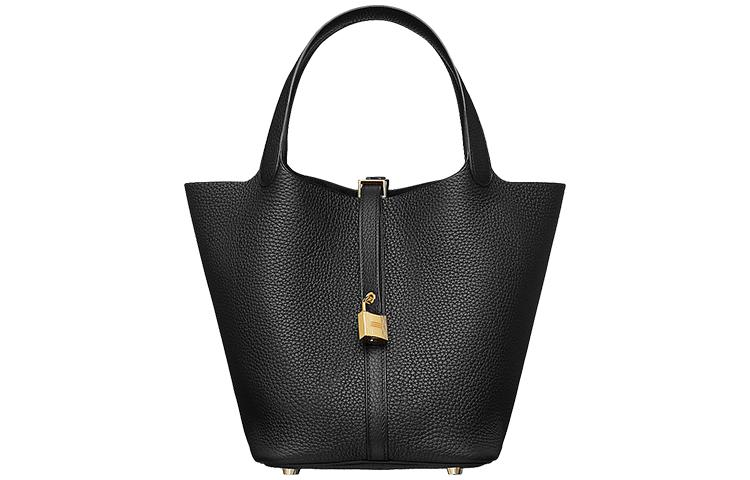 Hermes Hermes Picotin Lock Taurillon Clemence Leather Basket Bag Bucket Bag Handbag 22 Women's Noir Black