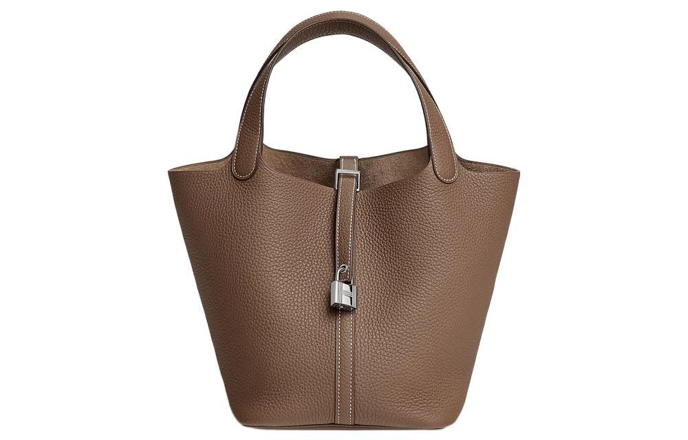 Hermes Hermes Picotin Lock Clemence Calfskin Basket Bag Handbag Bucket Bag Women's 18 Etoupe Elephant Gray