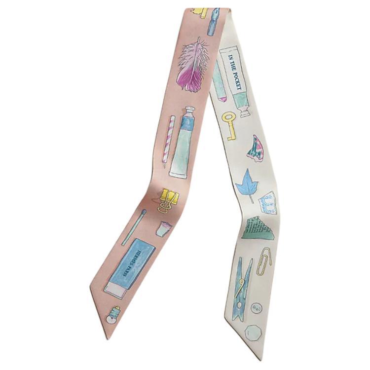 Hermes Hermes Silk Silk Scarves Women's Rose Pink/Blue/Green