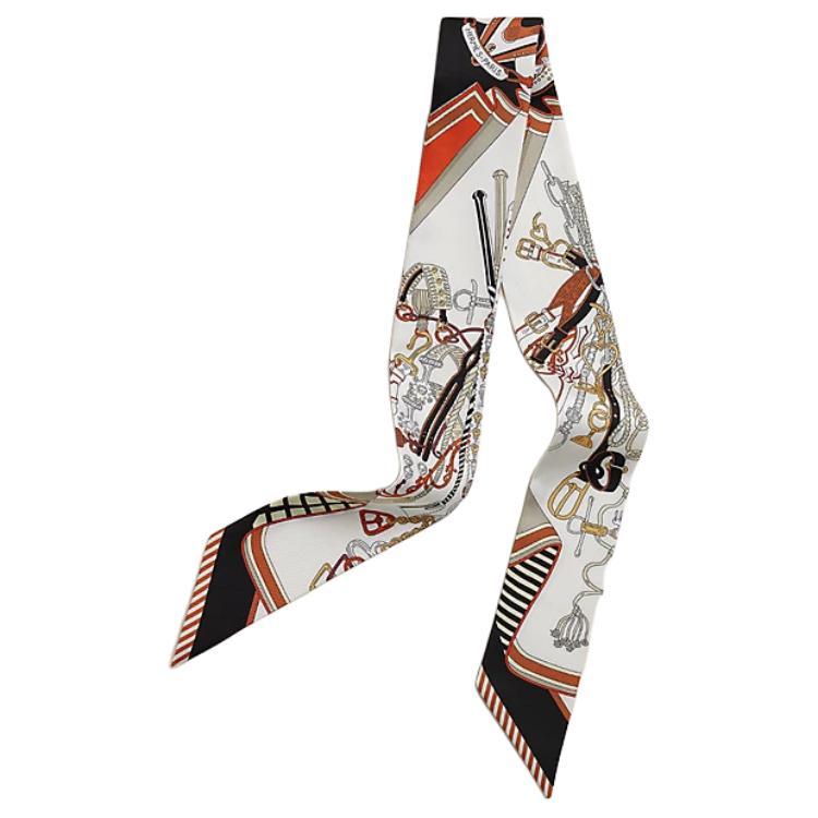 Hermes Hermes Mulberry Silk Scarves Women's White/Black