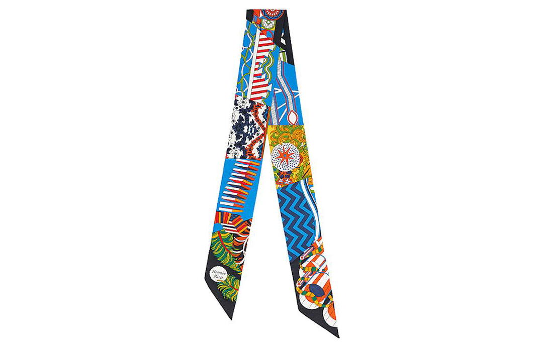 Hermes Hermes Silk Scarves Women's Black/Blue/Fresh Yellow