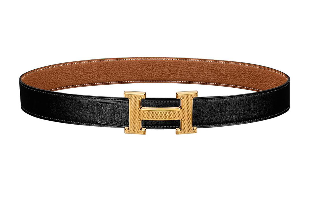 Hermes Hermes Guilloche H Box/Togo Gold Plated 32mm