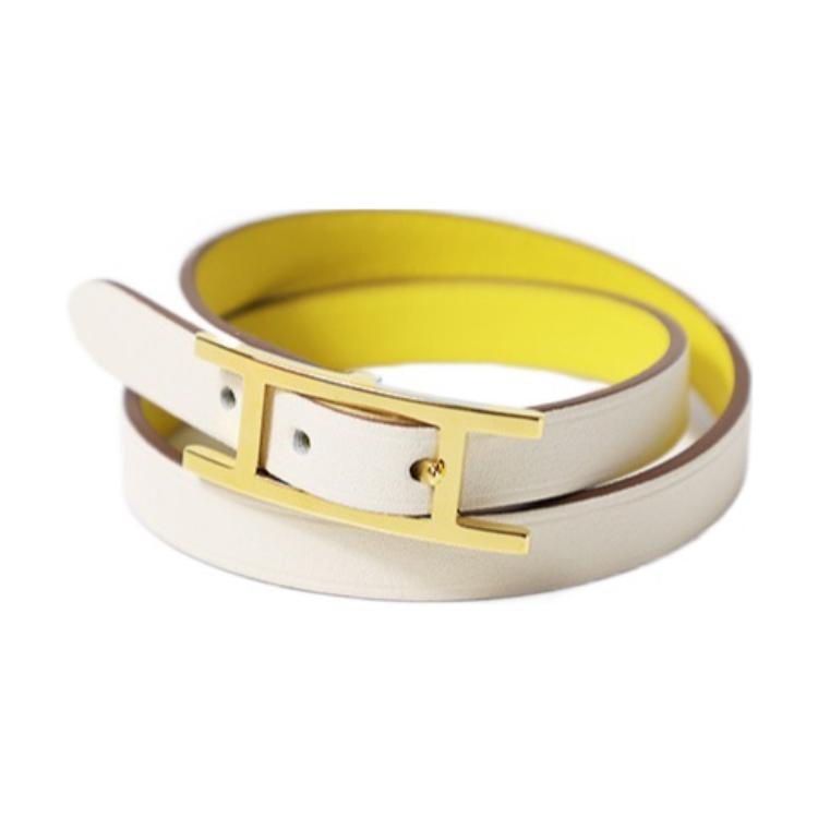 Hermes Hermes Leather Bracelets Women's White/Yellow