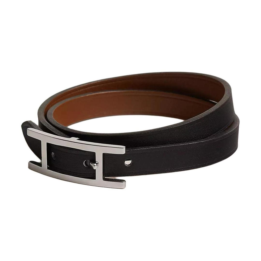 Hermes Hermes Calfskin Bangles Women's Black/Light Tawny