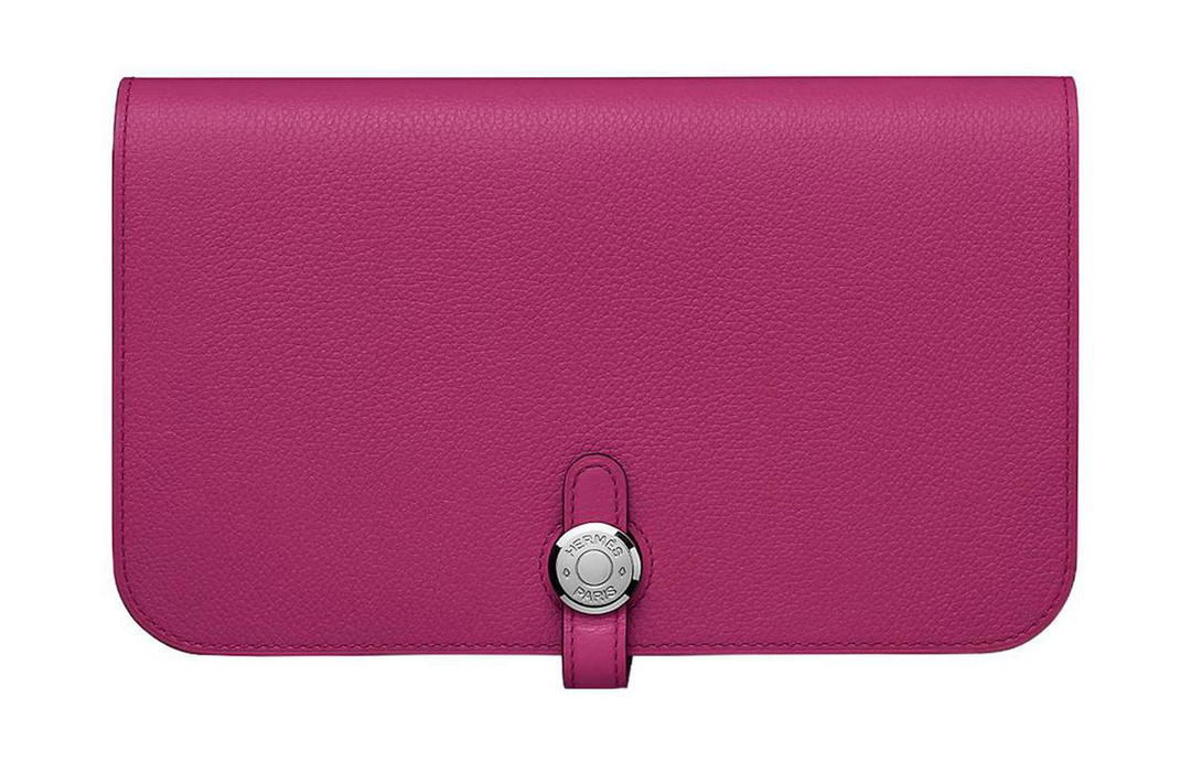 Hermes Hermes Dogon Duo Evercolor Calfskin With Lambskin Lining Wallet Women's L3Rose Pourpre Purple Rose