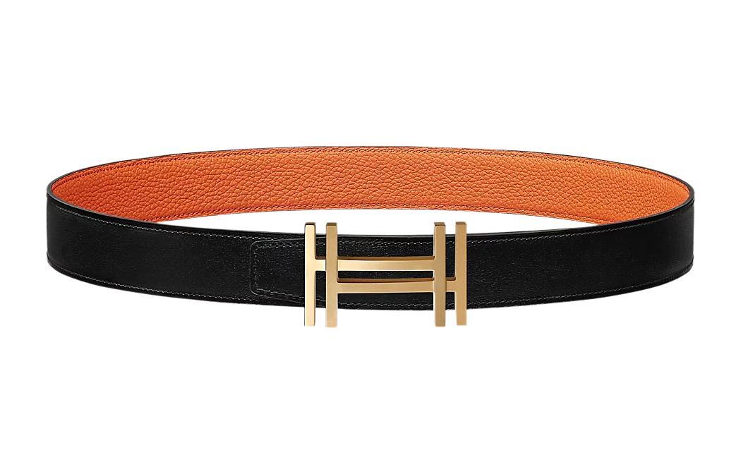 Hermes Hermes Leather Belts Women's Black/Orange