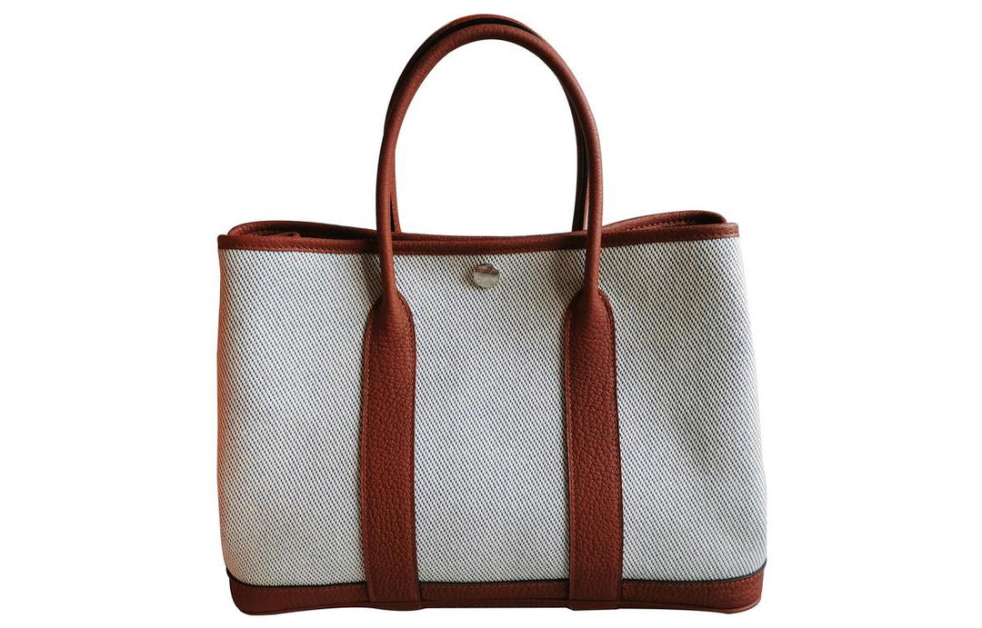 Hermes Hermes Garden Party Canvas With Leather Garden Bag Handbag Women's Beige/Blue/Copper Red