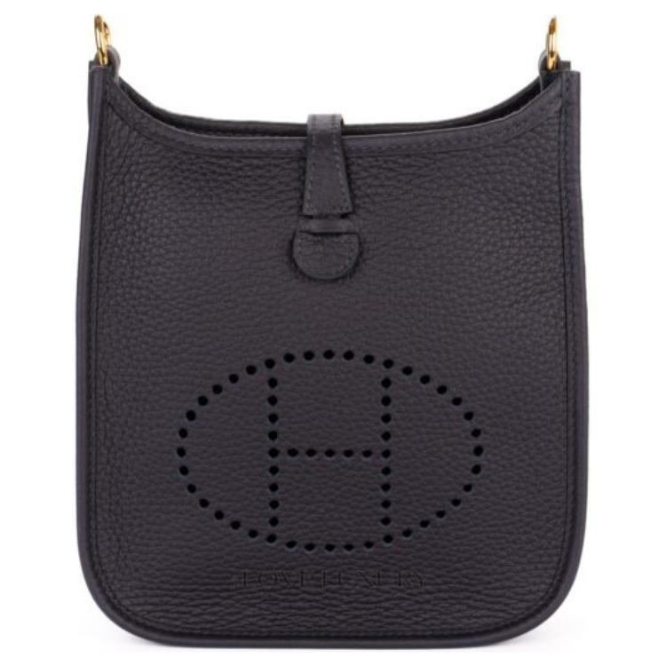 Hermes Hermes Evelyne Clemence Cow Leather Evelyn Shoulder Bag, Crossbody Bag Mini Women's Caban Black Cloth Color