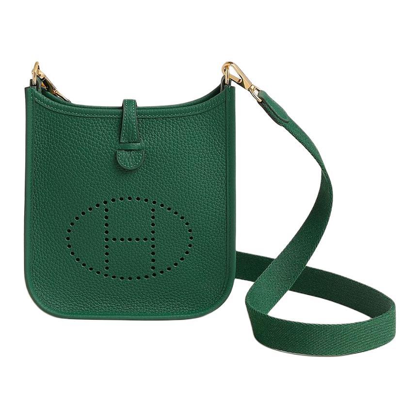 Hermes Hermes Evelyne Clemence Leather Ivorie Shoulder Bag Crossbody Bag Mini Women's Medium Green
