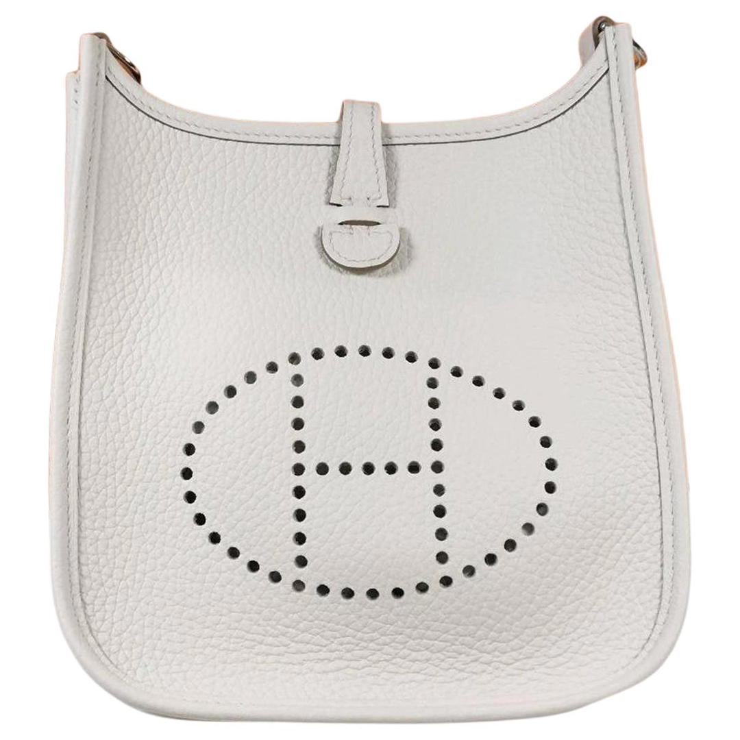 Hermes Hermes Evelyne Clemence Bullock Leather Shoulder Bag, Crossbody Bag Mini Women's 01 Blanc Pure White