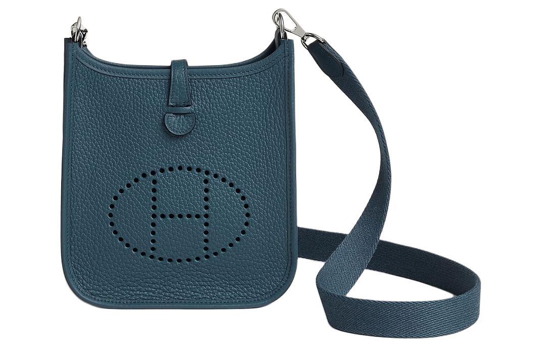 Hermes Hermes Evelyne Clemence Leather Shoulder Bag Crossbody Bag Unisex 7P Bleu De Prusse Prussian Blue