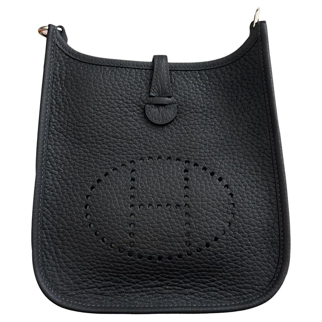 Hermes Hermes Evelyne Clemence Bullock Leather Crossbody Bag Shoulder Bag Mini Women's Black Velvet & Sapphire Blue