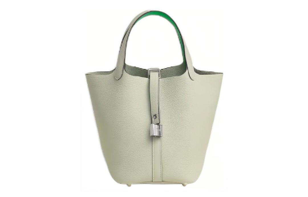 Hermes Hermes Picotin Lock Taurillon Clemence Leather Basket Bag Handbag Bucket Bag Women's Gray Green