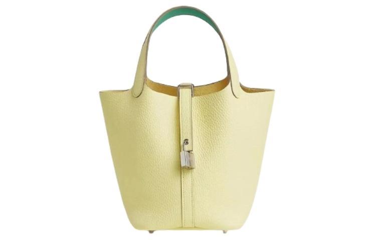Hermes Hermes Picotin Lock Clemence Bullock Leather Swift Calfskin Handbag Women's Light Yellow & Green
