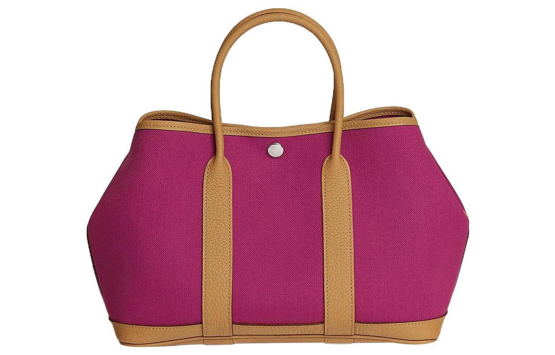 Hermes Hermes Garden Party Canvas With Negonda Calfskin Handbag Unisex Purple Rose/Cookie