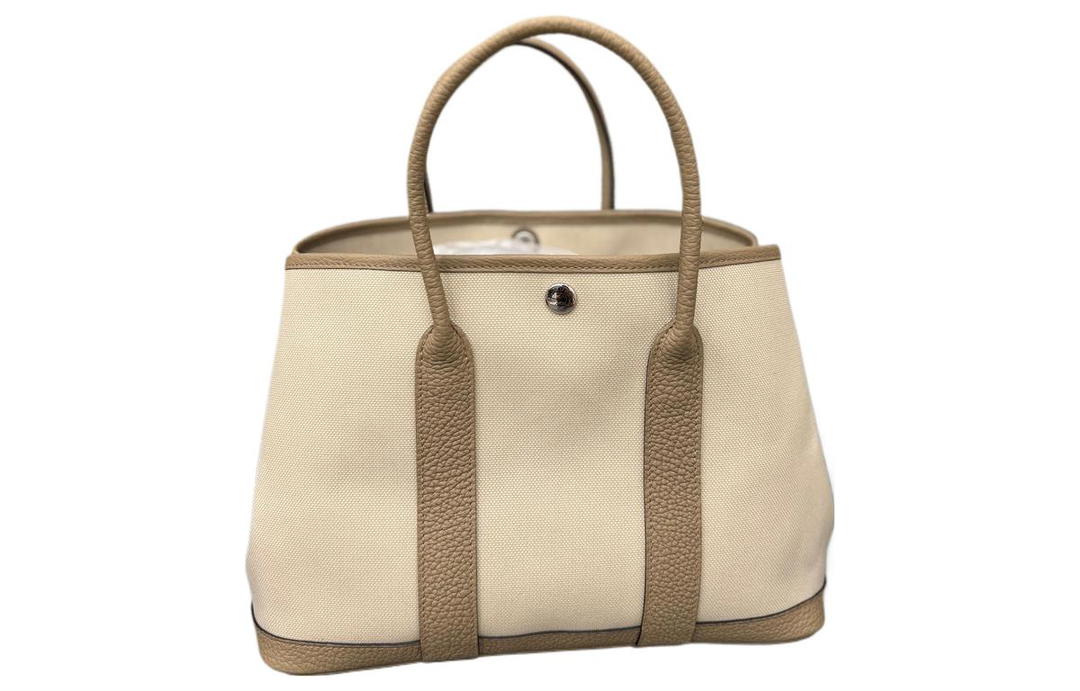 Hermes Hermes Garden Party Canvas With Leather Canvas Bag Garden Bag Handbag Unisex Concrete Gray With Marl Beige