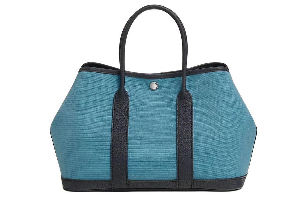 Hermes Hermes Garden Party Denim Blue Canvas With Leather Canvas Bag Garden Bag Handbag Unisex Blue