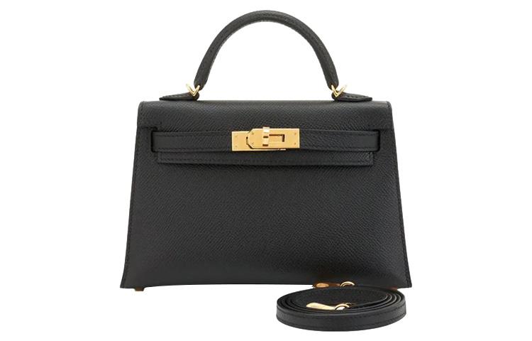 Hermes Hermes Mini Kelly 2nd Generation Epsom Leather Kelly Bag Handbag Shoulder Bag Crossbody Bag Mini Women's Noir Black